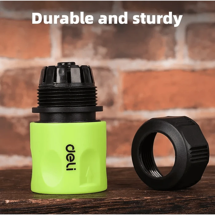 Ταχυσύνδεσμος Για Λάστιχο Deli Dl8793 Με Water Stop, 1/2", Πράσινος