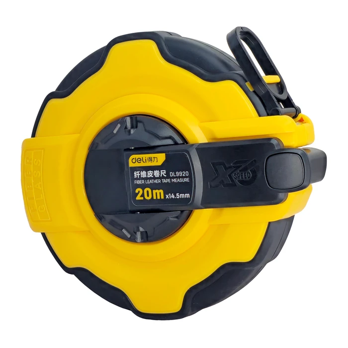 Μετροταινία Deli DL9920 με μηχανισμό αναδίπλωσης, fibreGlass Ταινία, 14.5mm x 20m