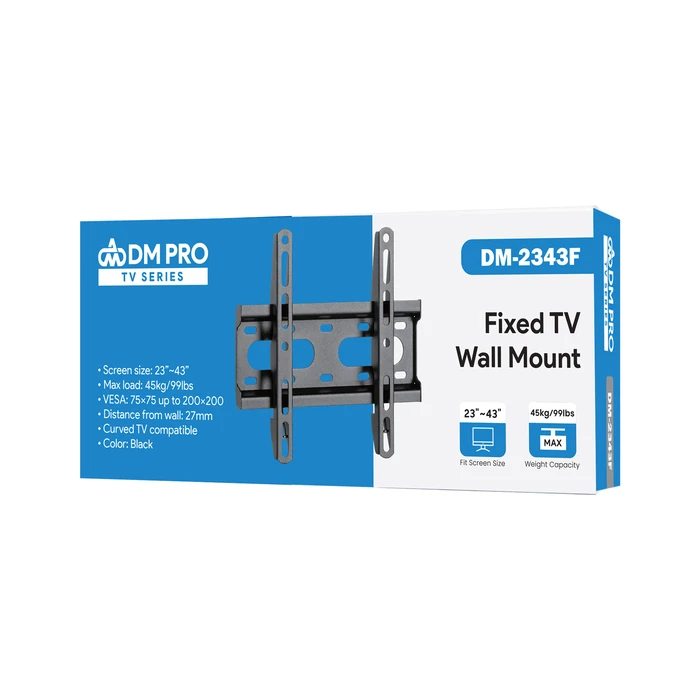 Βάση Τηλεόρασης DM Pro 23"-43" έως 45kg σταθερή επιτοίχια Μαύρη