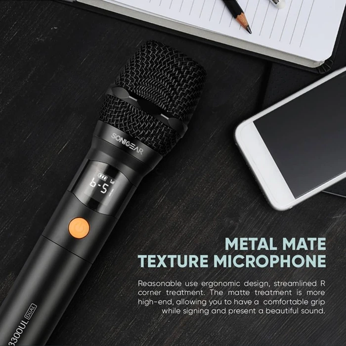 Μικρόφωνο Sonic Gear Dual Professional Uhf Wireless Led Wm 3300 Ul Obsidian