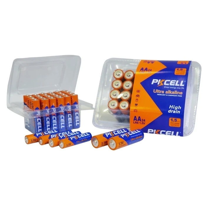 Pkcell Alkaline Batteries LR6 AA 24 Pieces Closed Pack