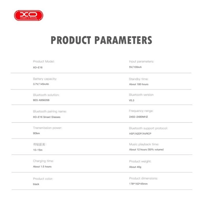 XO Smart Ποδηλατικά Γυαλιά Ηλίου Μαύρο