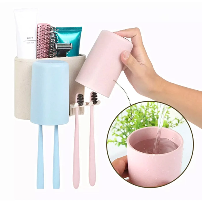 Βάση Οδοντόβουρτσας Ecoco με 2 Ποτήρια E1701, Μπεζ