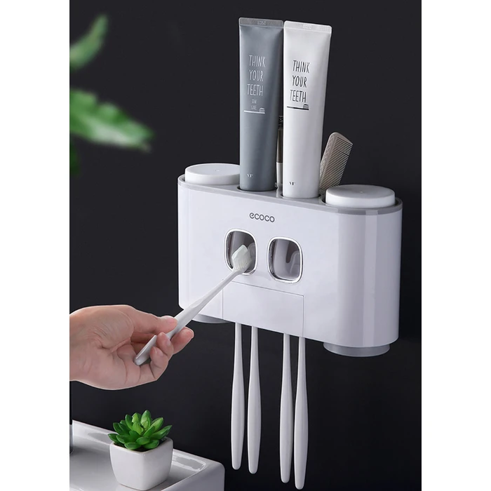 Διανεμητής Οδοντόκρεμας Ecoco με Βάσεις Οδοντόβουρτσας Και Ποτήρια E1802