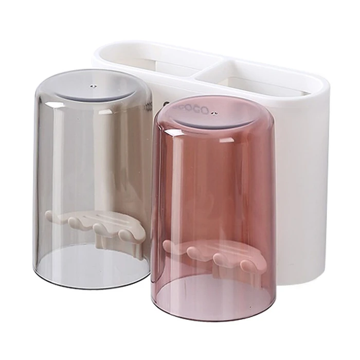 Βάση Οδοντόβουρτσας Ecoco E1924 με 2 Ποτήρια, Λευκή