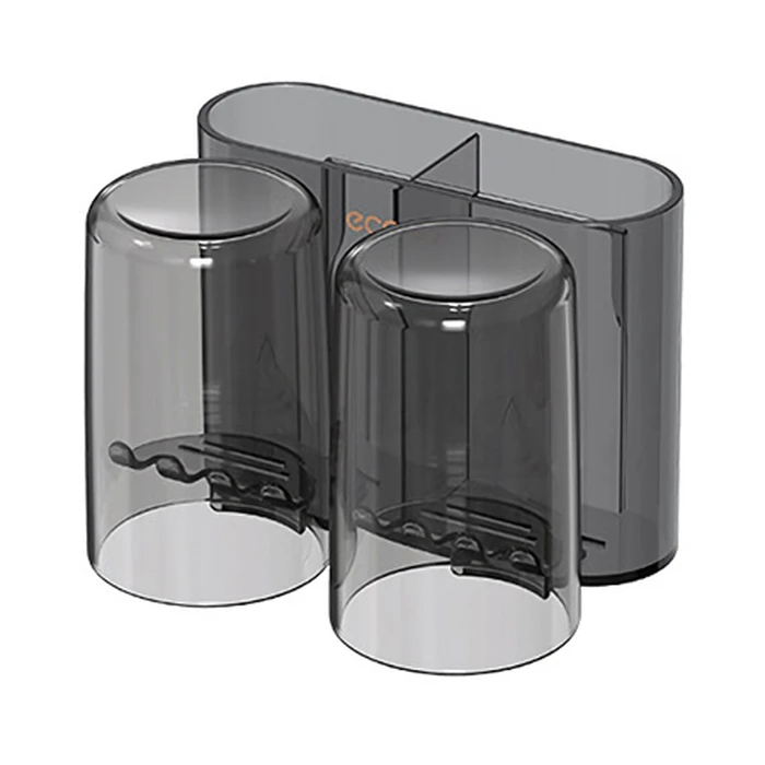 Βάση Οδοντόβουρτσας Ecoco E2229 με 2 Ποτήρια, Μαύρη-Διάφανη