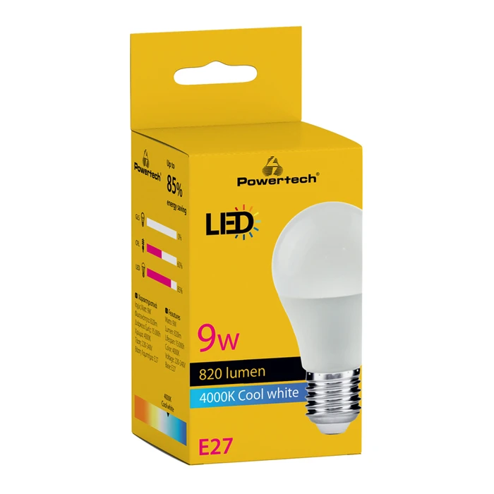 Λάμπα Powertech LED E27-020 9W 4000K E27 820lm