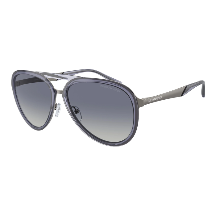 Emporio Armani EA2145-33584L Unisex Sunglasses — 59/16/145, Blue Gradient Lenses, Mixed Gray Frame