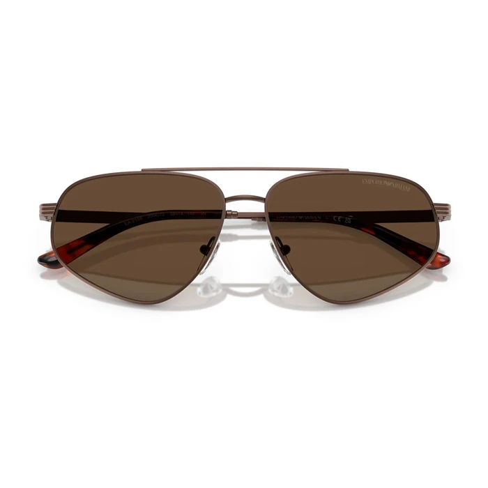 Emporio Armani Men's Sunglasses EA2156-300673 — Aviator Metal Frame (Grey), Brown Lenses, 59/14/145 mm