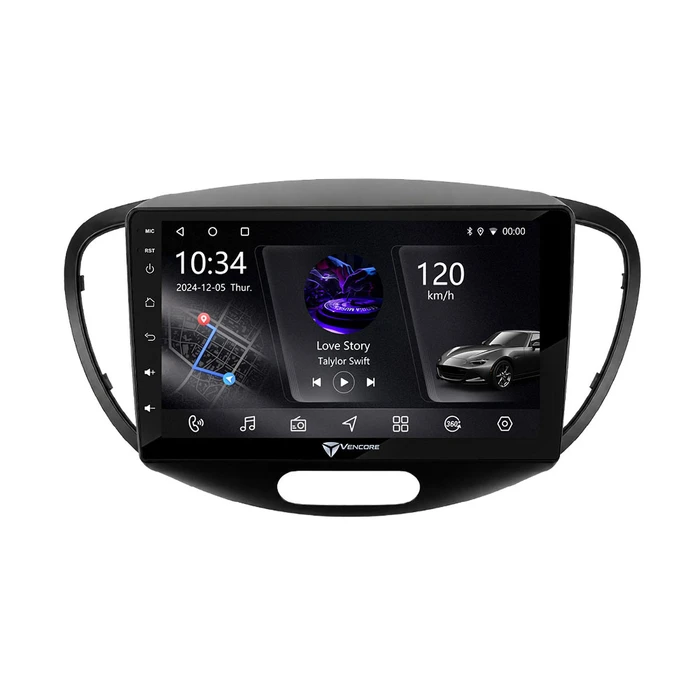 VenCore 3236-10005-0551B - Οθόνη Multimedia Android 15 9" PX5S Octa-Core 2GB/32GB IPS για Hyundai i10 2008-2014 – Μαύρη