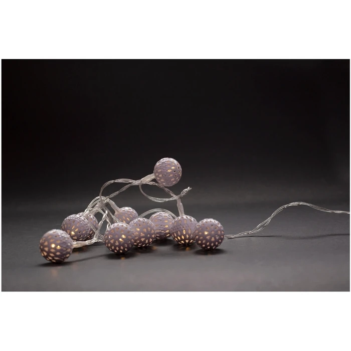 Χριστουγεννιάτικα Λαμπάκια Entac Εσωτερικές Μεταλλικές Μπάλες 10 LED Θερμό 1m (2xAA Δεν περιλαμβ.)