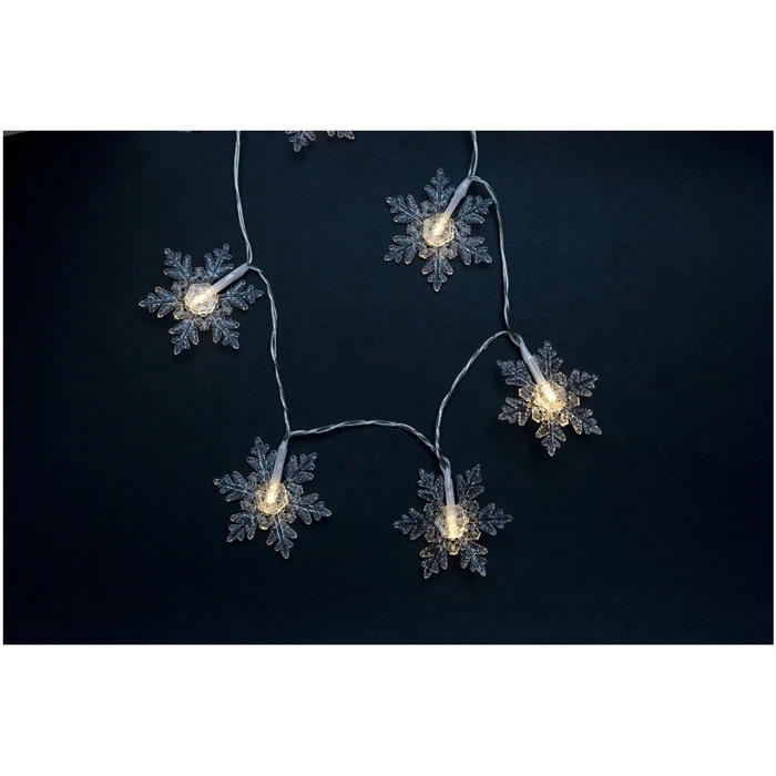 Χριστουγεννιάτικα Λαμπάκια Entac Εσωτερικές Πλαστικές Νιφάδες 10 LED Θερμό 1m (2xAA Δεν περιλαμβ.)