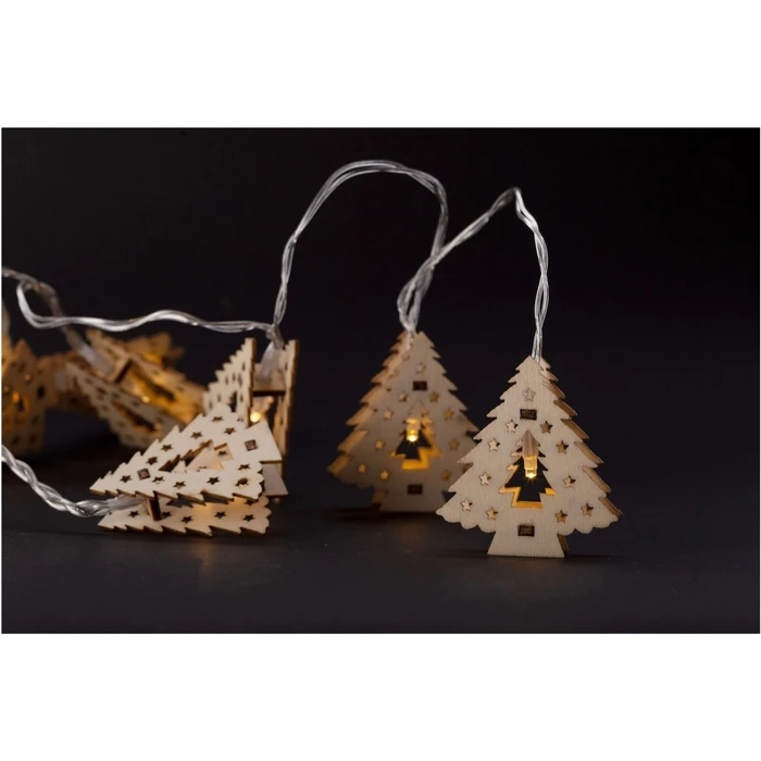 Χριστουγεννιάτικα Λαμπάκια Entac Εσωτερικά Ξύλινα Δέντρα 10 LED Θερμό 1,65μ (2xAA Δεν περιλαμβ.)