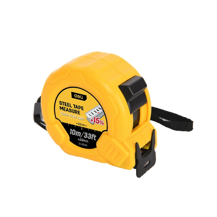 Μετροταινία DELI 10m x 25mm (EDL9010Y) - Αυτόματη επαναφορά, Κίτρινη