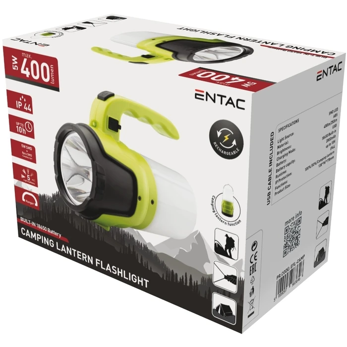 Φακός Entac 5W με Λειτουργία Λάμπας Κάμπινγκ