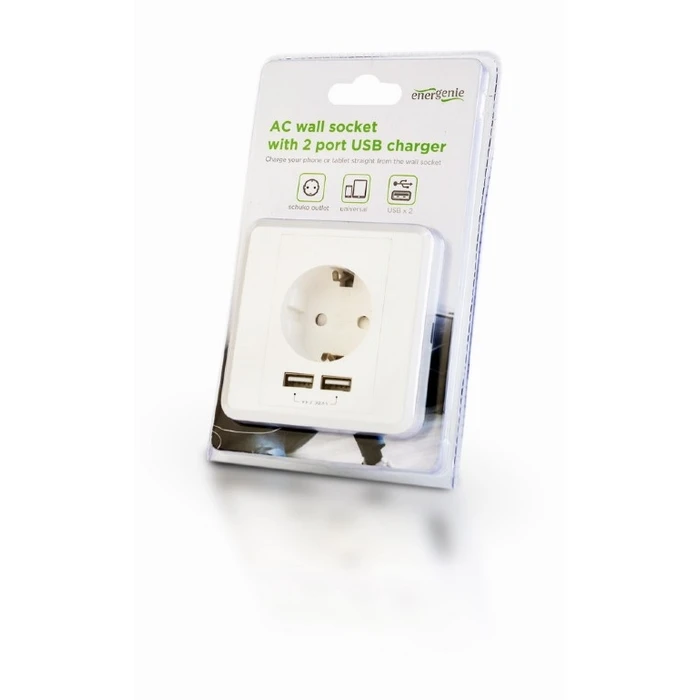 Χωνευτή Πρίζα Ρεύματος Energenie AC With 2 PORT USB Charger 2,4A WHITE