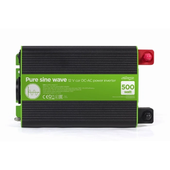 Inverter Αυτοκινήτου Energenie 12V PURE SINE WAVE DC-AC 500W