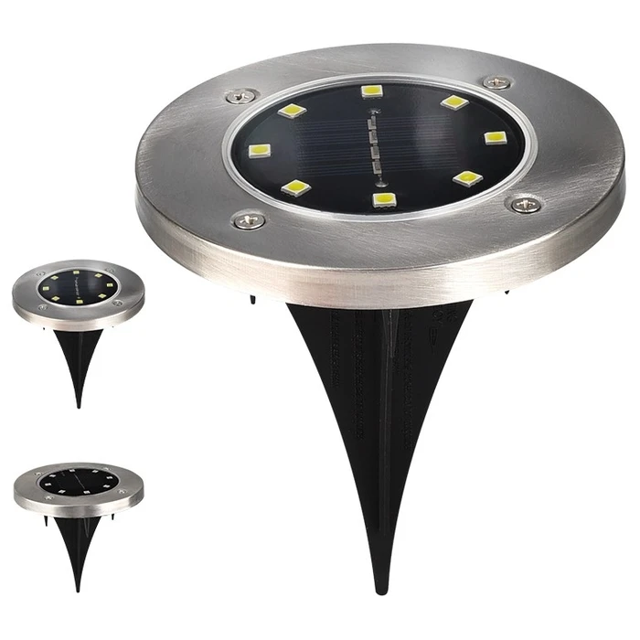 Ηλιακά Φωτιστικά Entac Κήπου 10cm Ανοξείδωτο ατσάλι 8 LED Φως Δαπέδου (4τμχ)