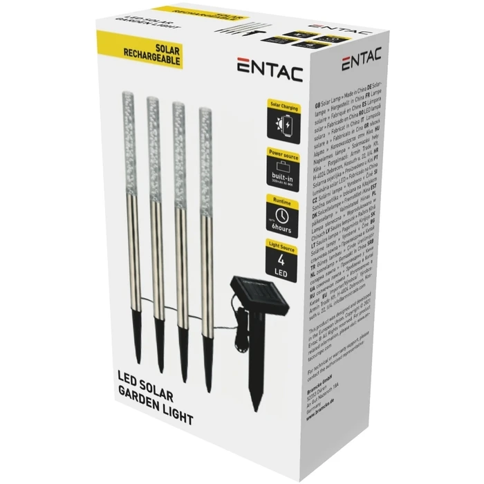 Ηλιακά Φωτιστικά Entac Κήπου 47cm Stainless Steel 4 LED