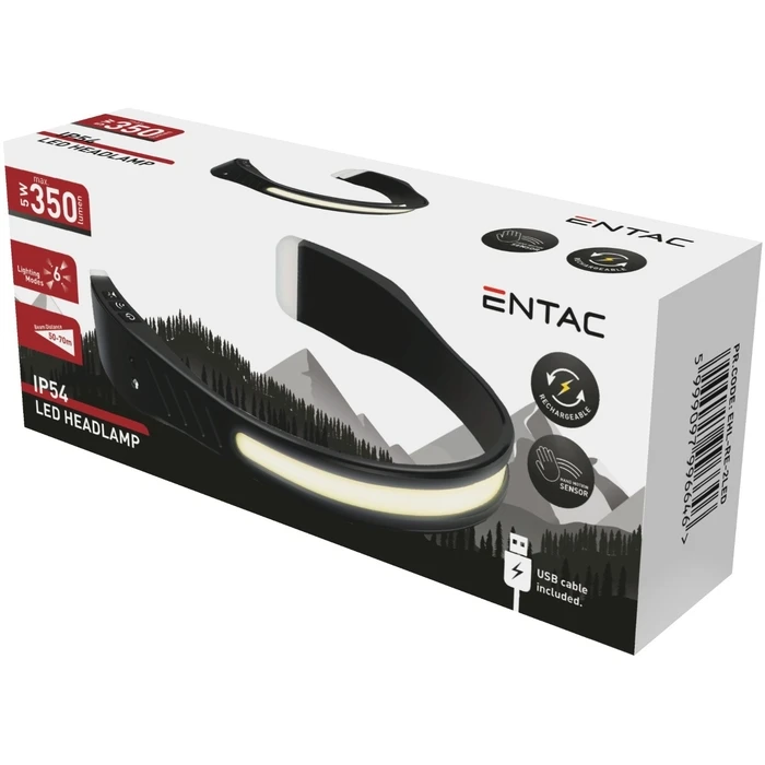 Φακός Κεφαλής Entac Επαναφορτιζόμενος LED