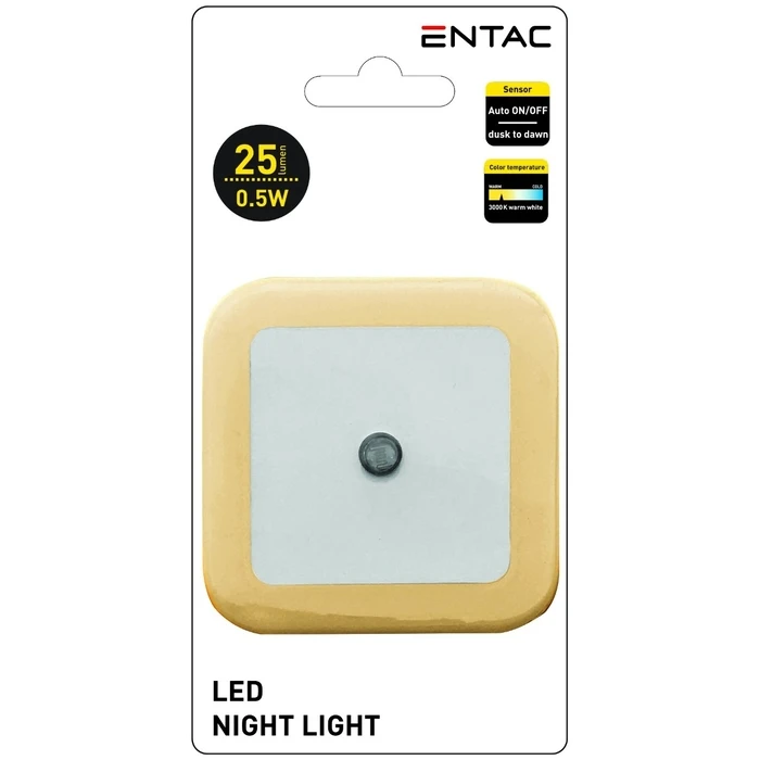 Φωτάκι Νυκτός Entac 0.5W Τετράγωνο Θερμό Πορτοκαλί