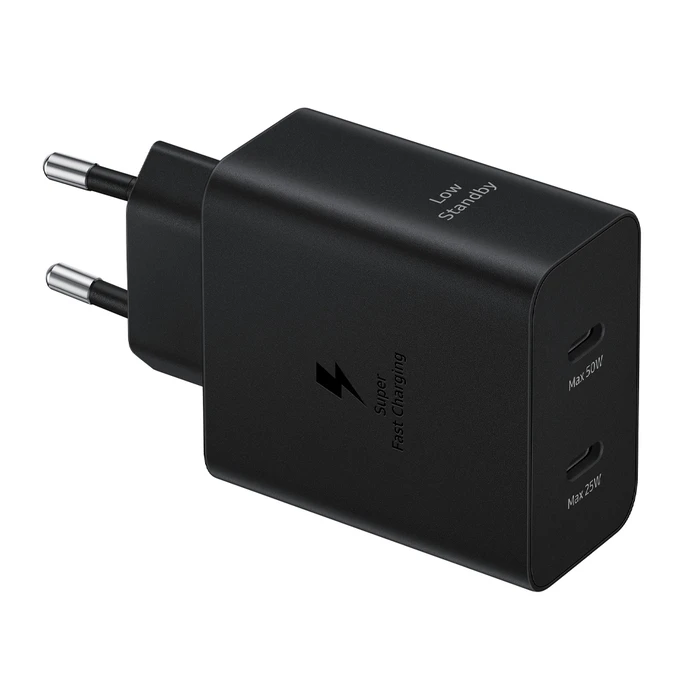 Samsung Dual 50W USB-C Power Adapter with USB-C to USB-C Cable (EP-T5020X) Black