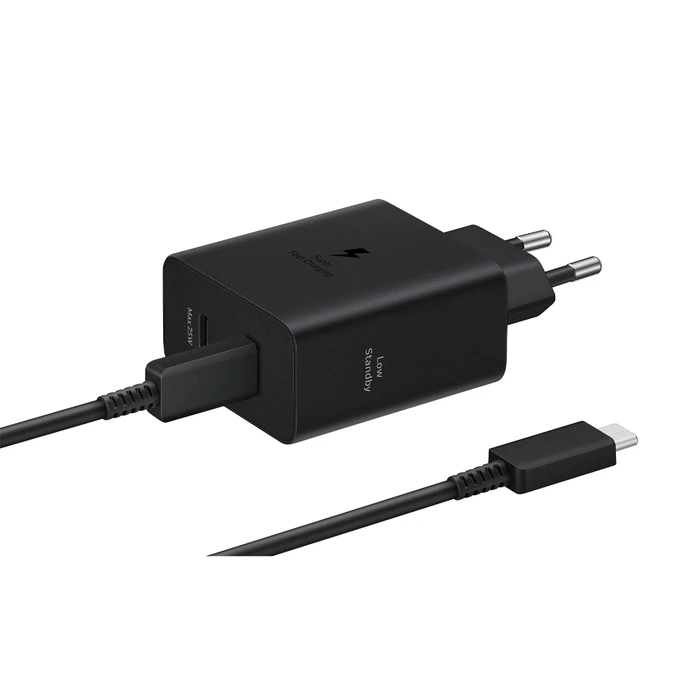 Samsung Dual 50W USB-C Power Adapter with USB-C to USB-C Cable (EP-T5020X) Black