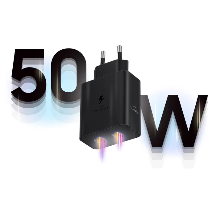 Samsung Dual 50W USB-C Power Adapter with USB-C to USB-C Cable (EP-T5020X) Black
