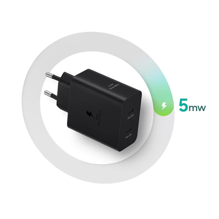 Samsung Dual 50W USB-C Power Adapter with USB-C to USB-C Cable (EP-T5020X) Black