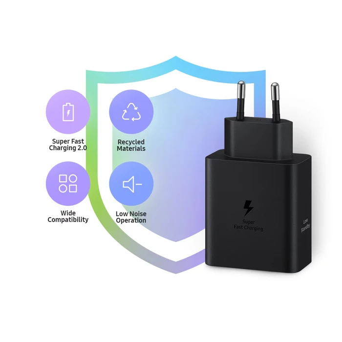 Samsung Dual 50W USB-C Power Adapter with USB-C to USB-C Cable (EP-T5020X) Black