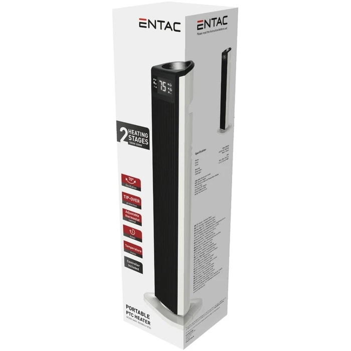 Αερόθερμο Entac Δαπέδου Πύργος Λευκό με LED Οθόνη 2000W 74cm