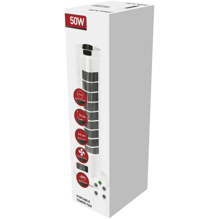 Ανεμιστήρας Δαπέδου Πύργος Entac 50W με Τηλεχειριστήριο