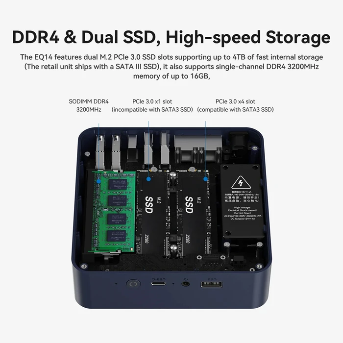 Mini PC Beelink Eq14, Intel N150, 16GB, 500Gb M.2, WIN11Pro