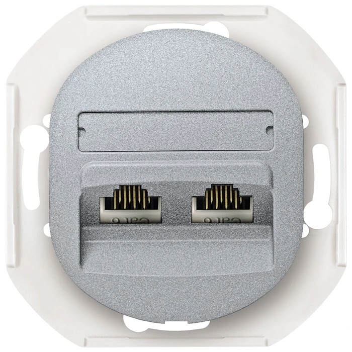 Πρίζα Δικτύου EON E614.S double without cover frame 2xRJ45 Cat 5e UTP, silver