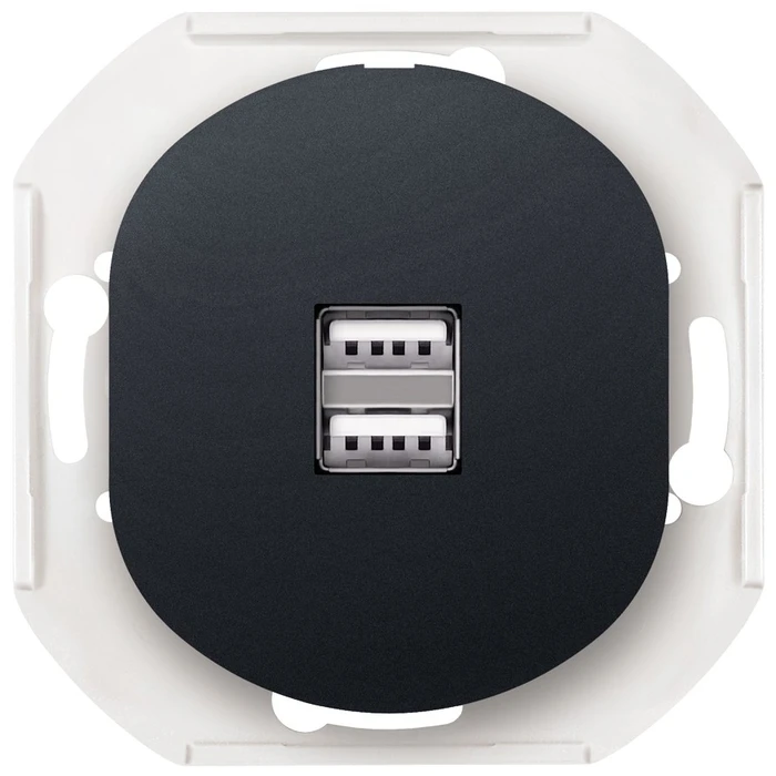 Πρίζα USB EON E6161.E1 2xUSB 2,1A 5V, without cover frame, soft-touch black