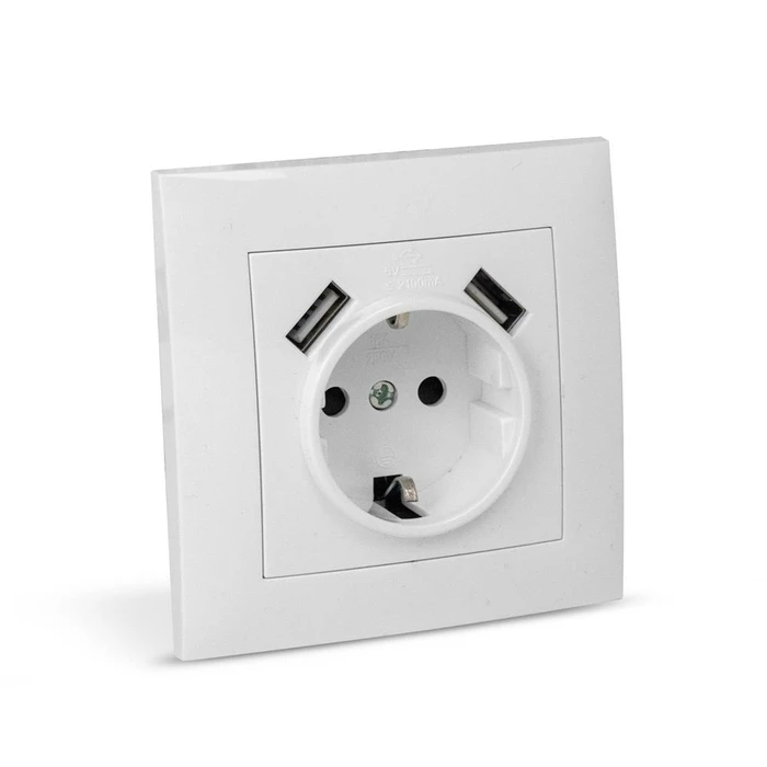 Πρίζα Ρεύματος Entac Arnold Recessed earthed + 2 USB 2.1A (total) White