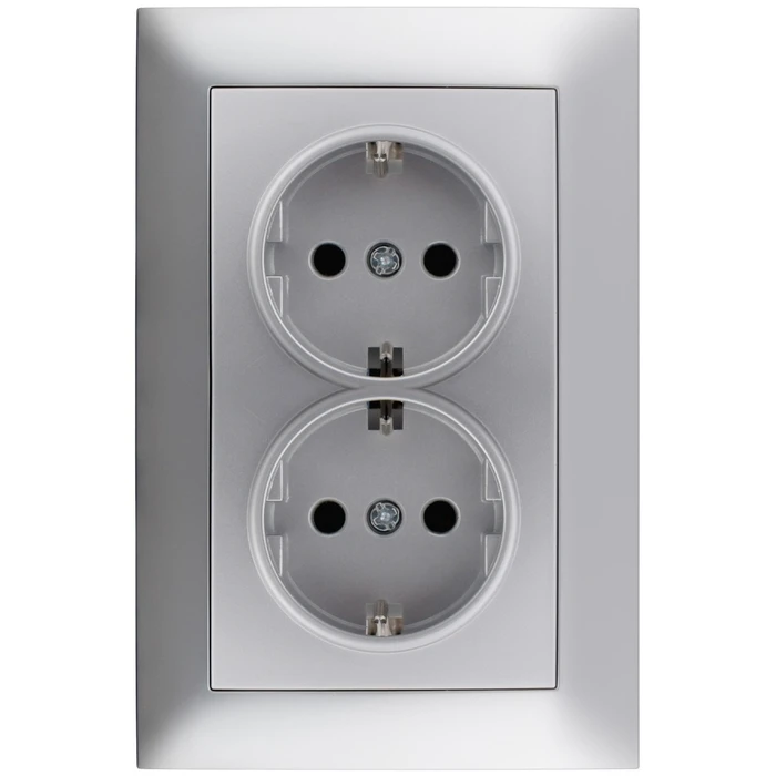 Πρίζα Ρεύματος Entac Arnold Recessed 2x earthed Silver
