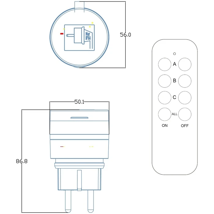 Μονόπριζο Entac Remote Controlled IP44 Set 2xIP44 Sockets with RC