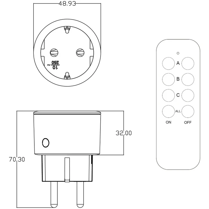 Μονόπριζο Entac Remote Controlled Set 3xSockets with RC