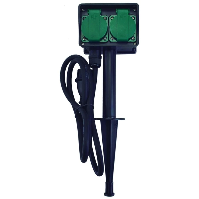 Πρίζα Ρεύματος Κήπου Entac Μπαλαντέζα με 2 Σούκο και Χρονοδιακόπτη IP44 1.5m