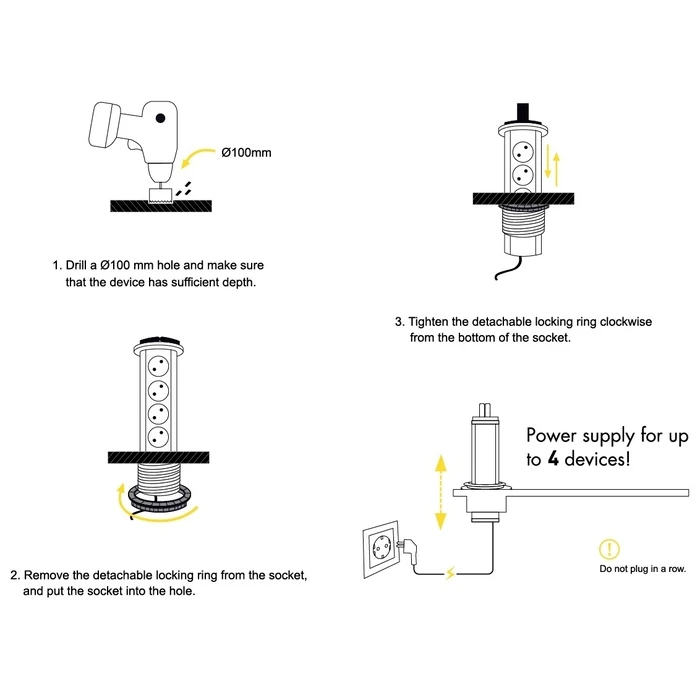 Πολύπριζο Entac 4 Θέσεων Κατακόρυφο 3G1.5 1.5m