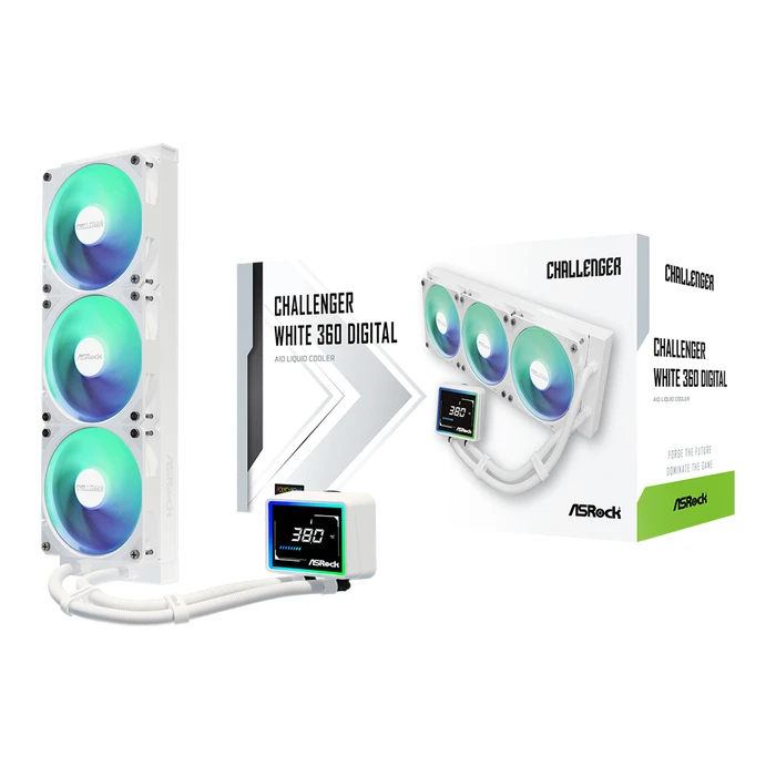 ASRock AIO Liquid CPU Cooler Challenger 360 Digital ARGB White