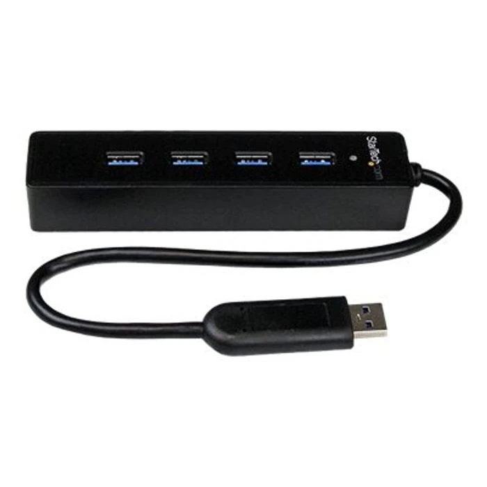 USB Hub StarTech 4 Port USB 3.0 SuperSpeed Hub - Black - Portable external with built-in cable hub - 4 ports