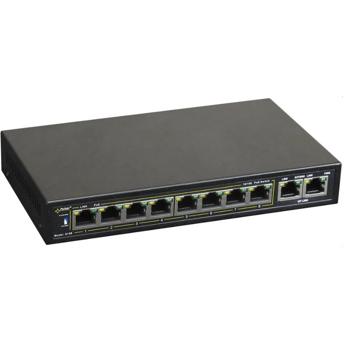 Network Switch PULSAR S108 Fast Ethernet (10/100) Black (PoE)