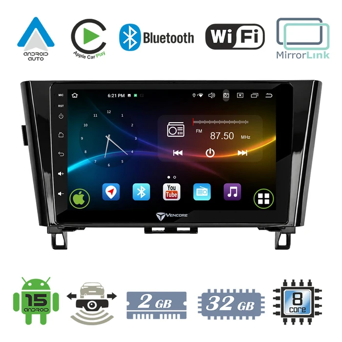 VenCore 3236-10008-0328B1 - Android 15 10.1" Multimedia Screen Head Unit for Nissan X-Trail 2014-2022 - Black