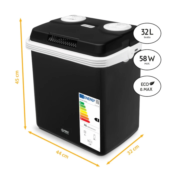 Φορητό Ηλεκτρικό Ψυγείο First Austria FA-5170-BA θερμαντήρας Mαύρο 230V/12V, 58W, μικτά 32L