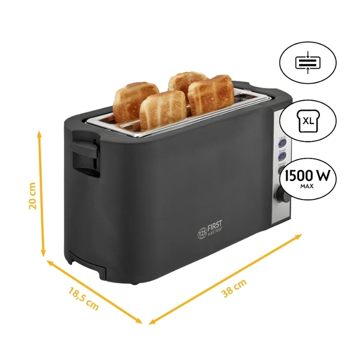 Φρυγανιέρα 4 Θέσεων Και 2 Υποδοχών 1500w First Austria FA-5366-1 Μαύρη