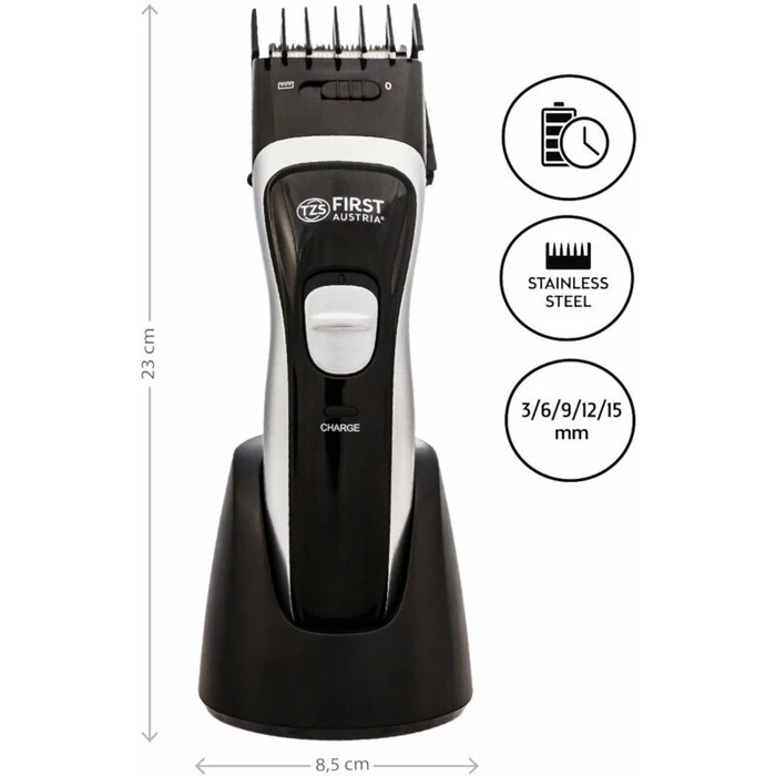 Κουρευτική Μηχανή First Austria FA-5676-6 Επαναφορτιζόμενη με οθόνη, ρυθμιζόμενη χτένα και ατσάλινη κεφαλή 3 W