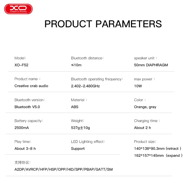 Φορητό Ηχείο Bluetooth XO F52 σε Ηχείο Καβουριού Γκρι