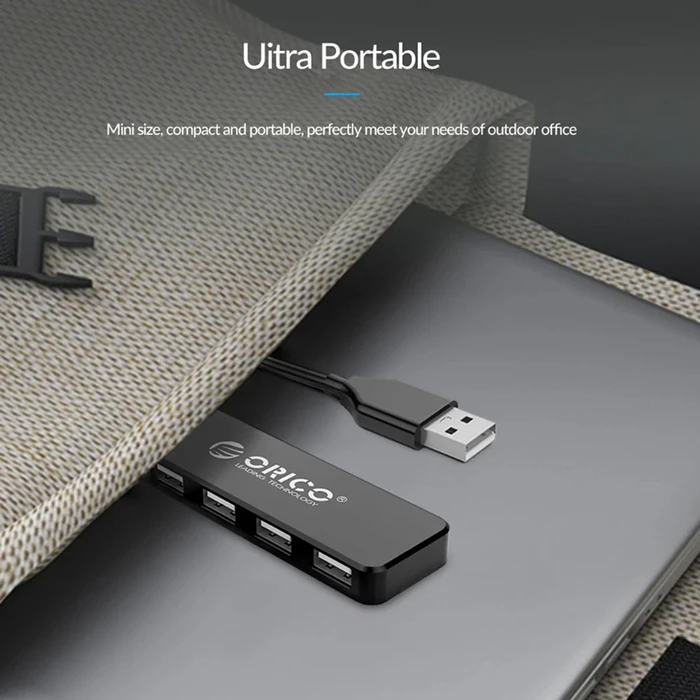 USB Hub Orico Fl01, 4X Θυρών, USB 2.0, 480Mbps, Μαύρο